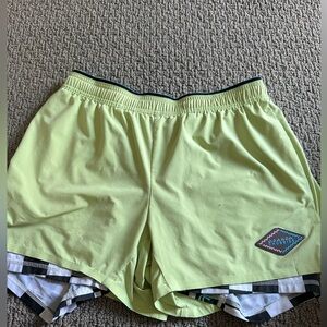Chubbies Medium 4” Inseam Lime Green with Checkerboard Liner